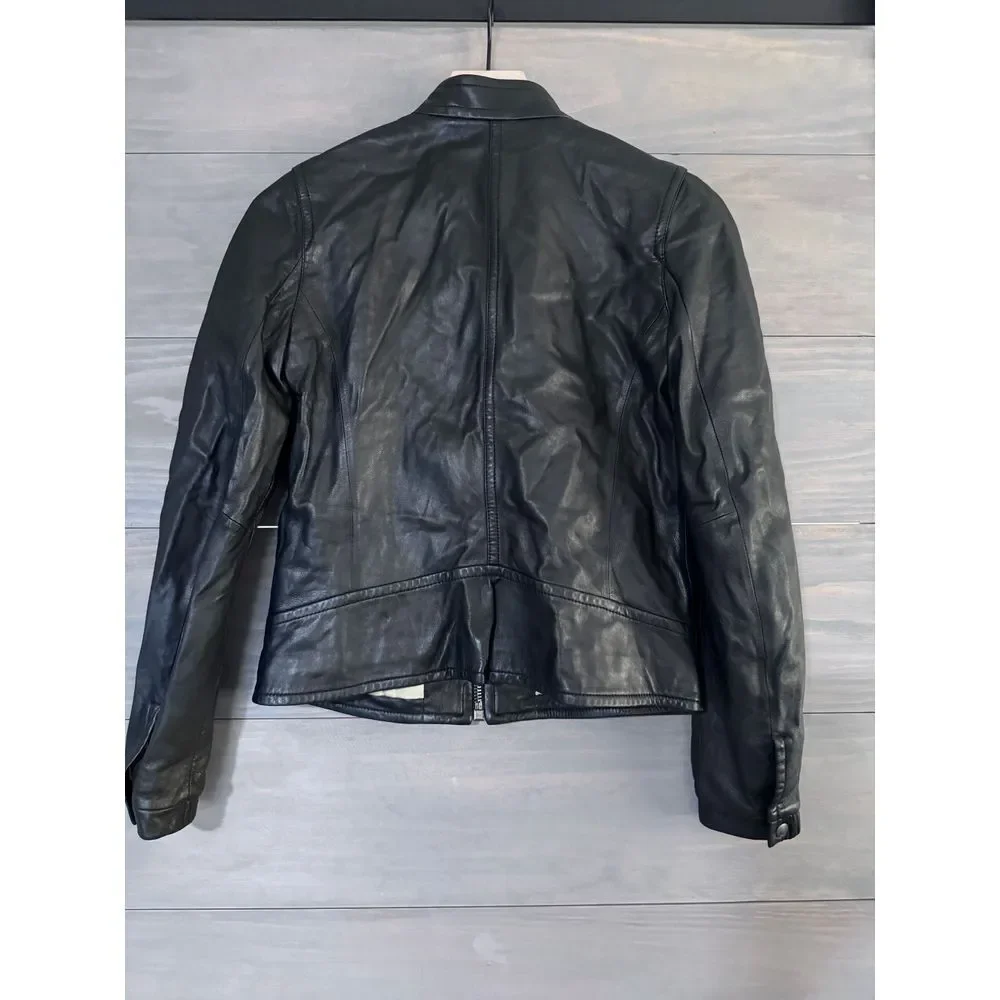 Coach Black Leather Jacket XS Bomber Moto‎ NWT